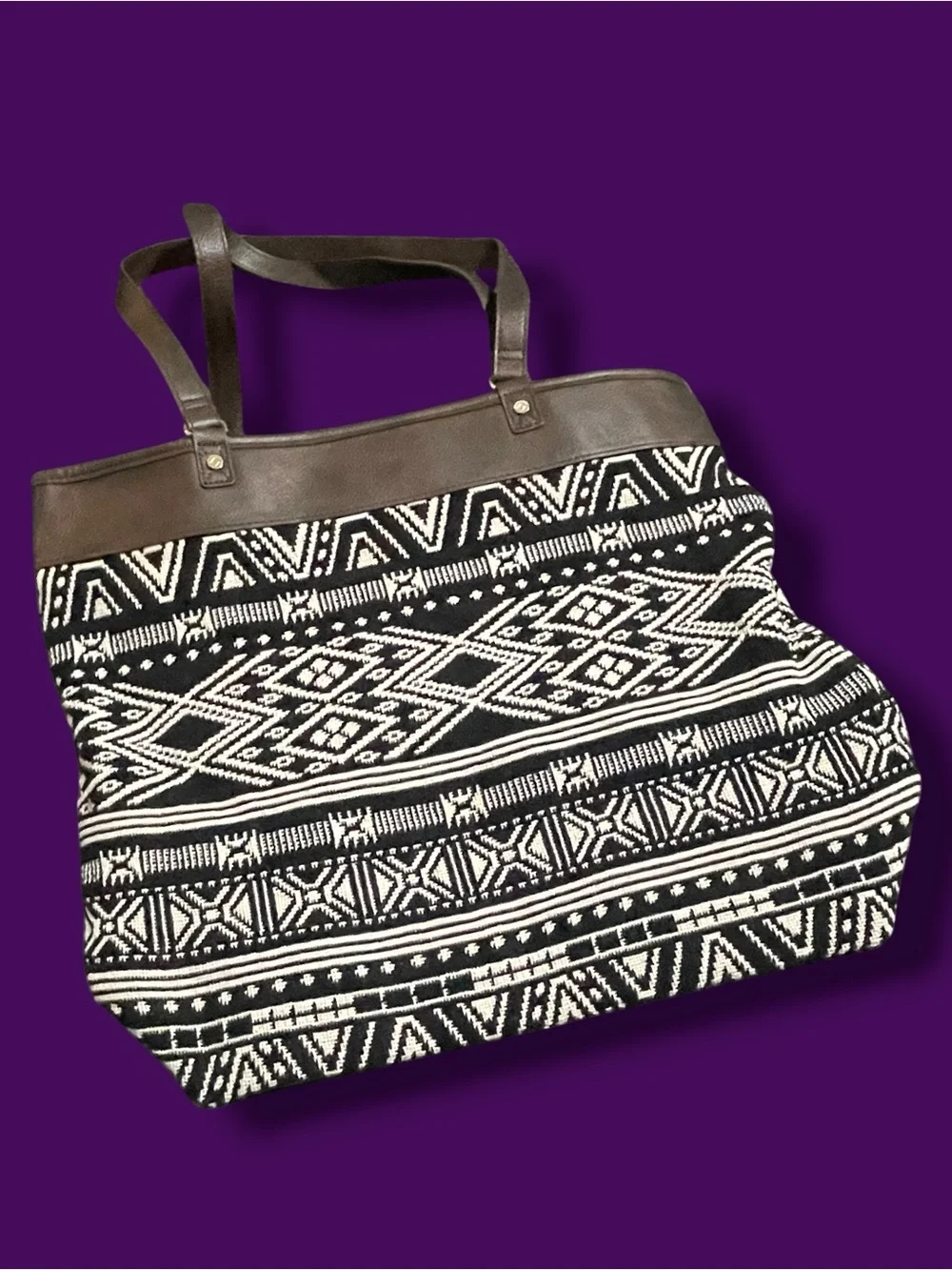 Thirty-One Jewell Rio Weave Tote & Matching Zipper Pouch Set Boho Aztec